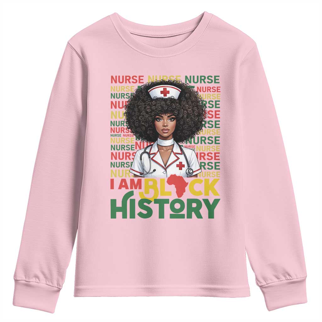 I Am Black History Youth Sweatshirt Black History Month Nurse Gift TS12 Light Pink Print Your Wear