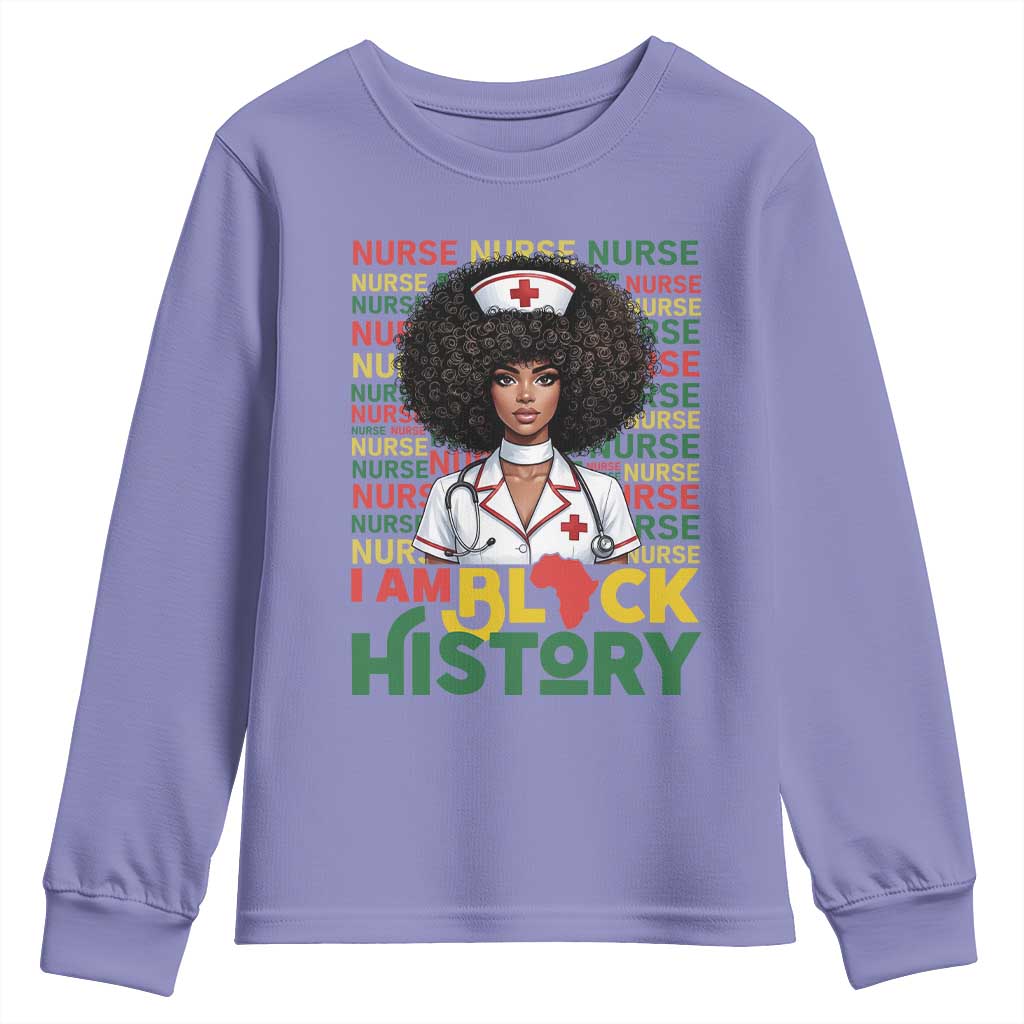 I Am Black History Youth Sweatshirt Black History Month Nurse Gift TS12 Violet Print Your Wear