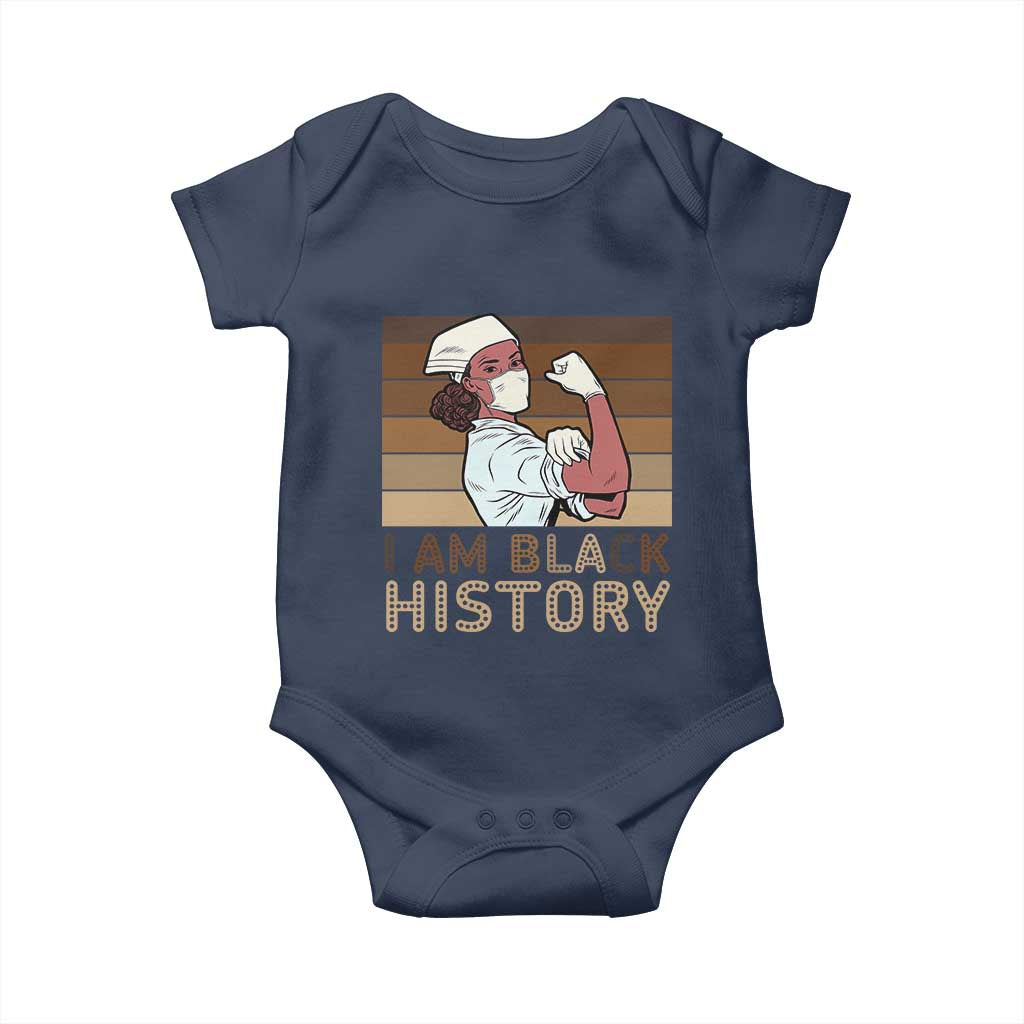 Proud Black Nurse Baby Onesie I Am Black History TS12 Navy Print Your Wear