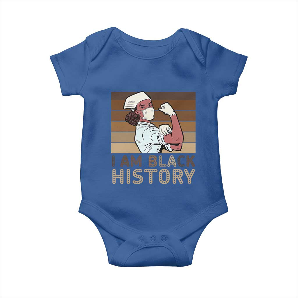 Proud Black Nurse Baby Onesie I Am Black History TS12 Royal Blue Print Your Wear