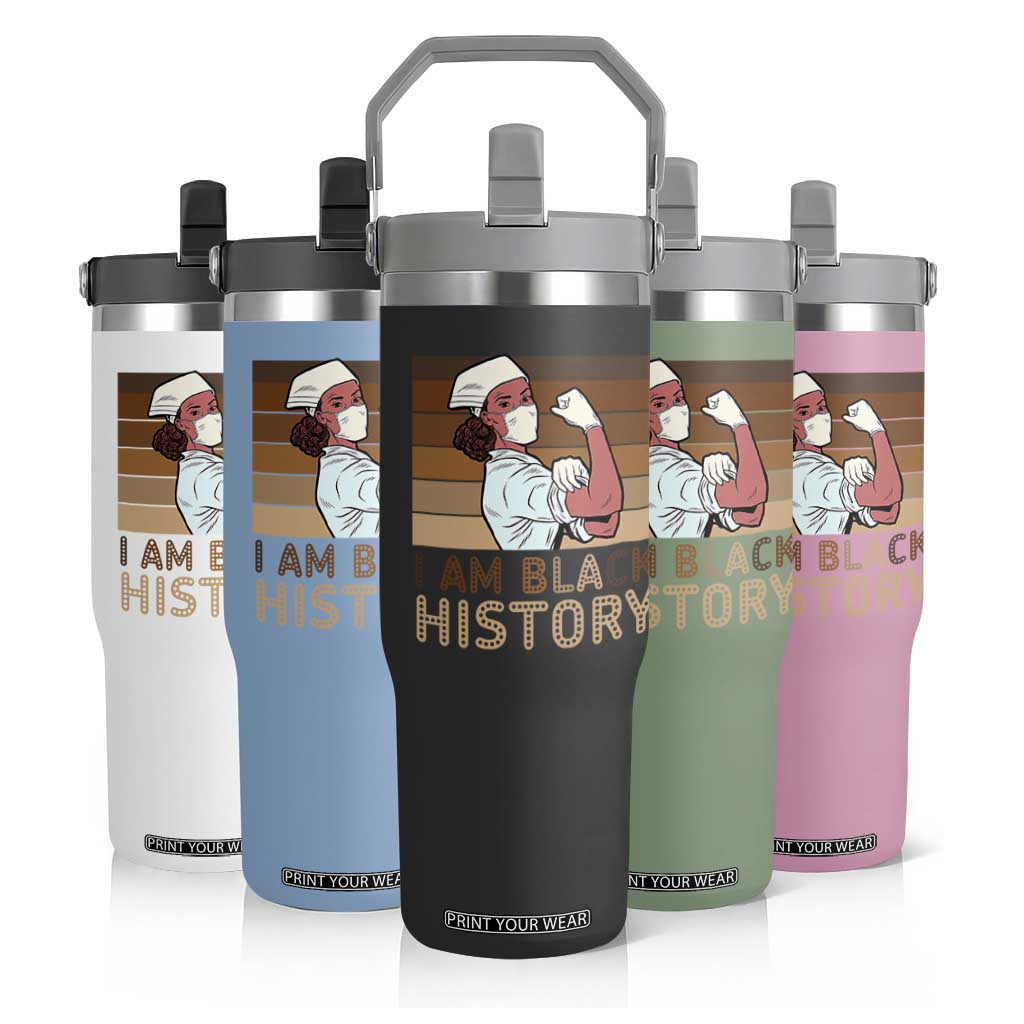 Proud Black Nurse Flip Straw Tumbler I Am Black History TS12 Print Your Wear