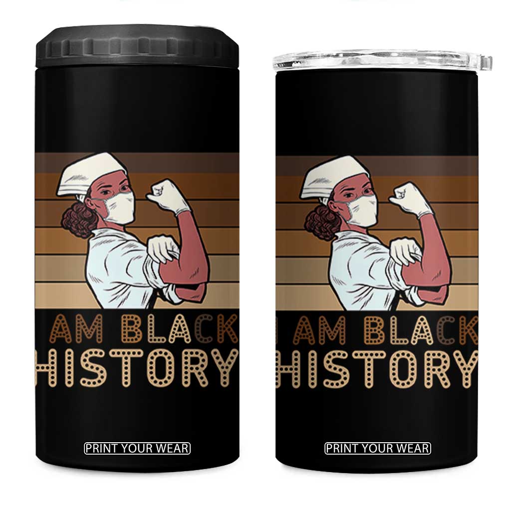 Proud Black Nurse 4 in 1 Can Cooler Tumbler I Am Black History TS12 One Size: 16 oz Black Print Your Wear