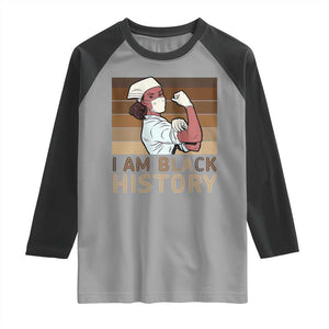 Proud Black Nurse Raglan Shirt I Am Black History TS12 Sport Gray Black Print Your Wear