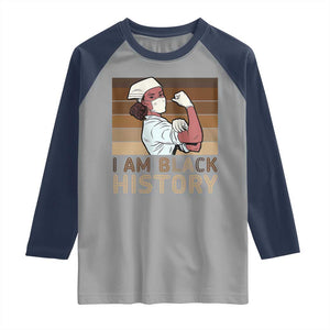 Proud Black Nurse Raglan Shirt I Am Black History TS12 Sport Gray Navy Print Your Wear