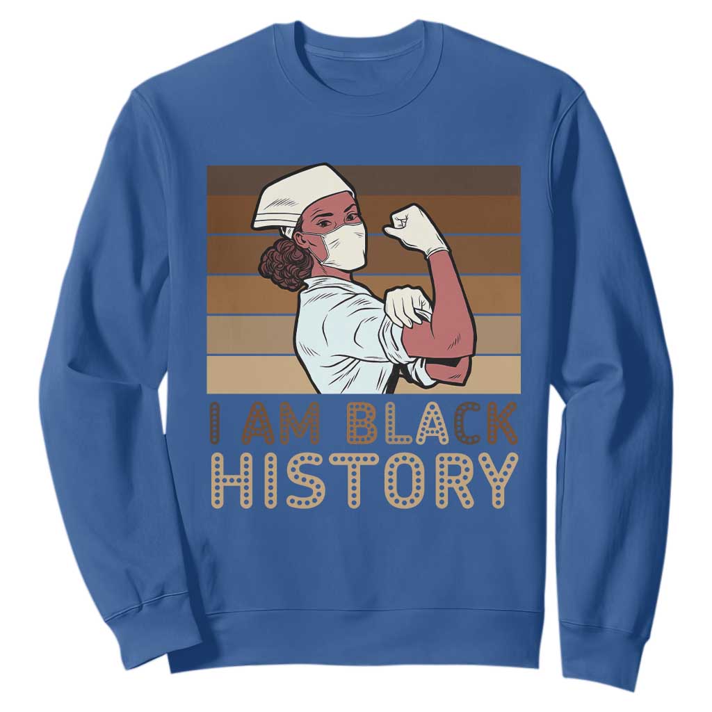 Proud Black Nurse Sweatshirt I Am Black History TS12 Royal Blue Print Your Wear