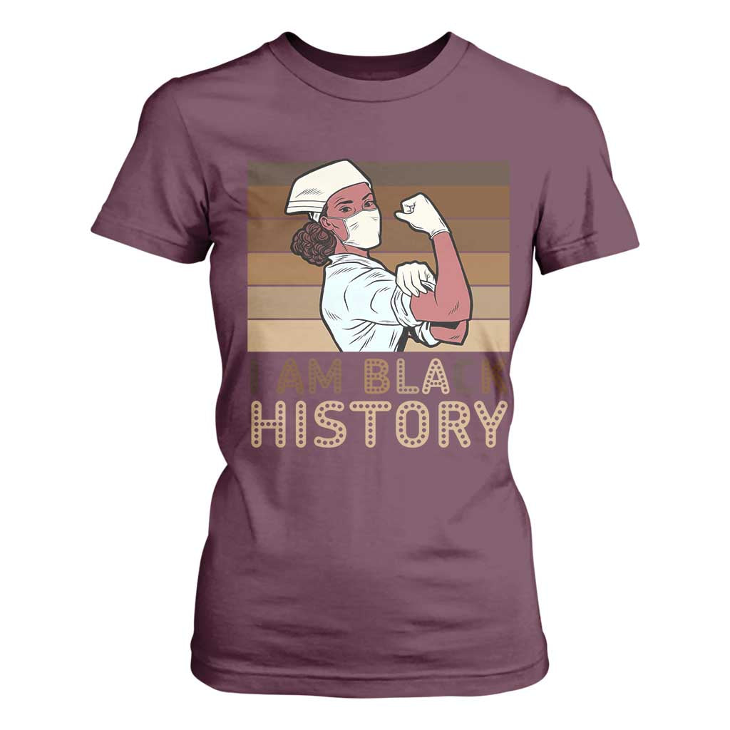 Proud Black Nurse T Shirt For Women I Am Black History TS12 Maroon Print Your Wear