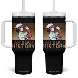 Proud Black Nurse Tumbler With Handle I Am Black History TS12 One Size: 40 oz Black Print Your Wear