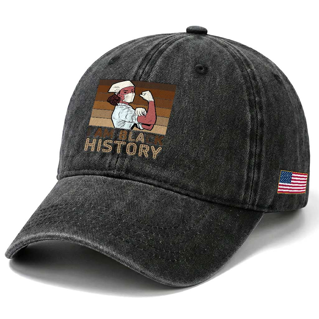 Proud Black Nurse Washed Cotton Baseball Cap I Am Black History TS12 Print Your Wear