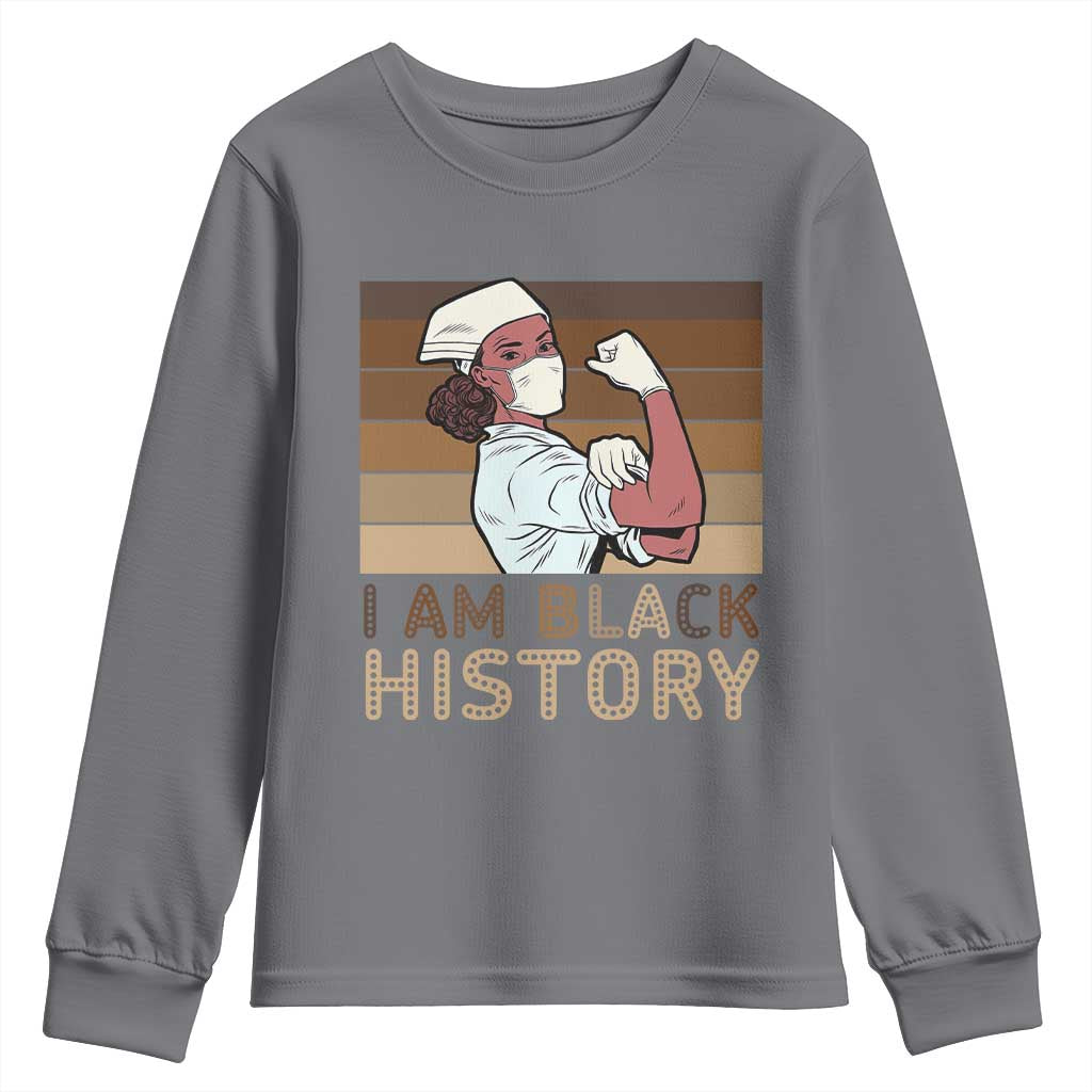 Proud Black Nurse Youth Sweatshirt I Am Black History TS12 Charcoal Print Your Wear