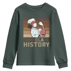 Proud Black Nurse Youth Sweatshirt I Am Black History TS12 Dark Forest Green Print Your Wear