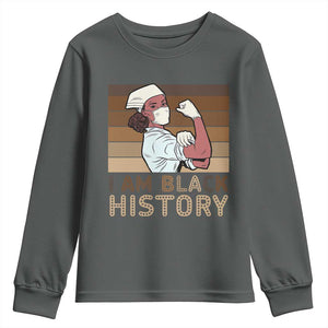 Proud Black Nurse Youth Sweatshirt I Am Black History TS12 Dark Heather Print Your Wear