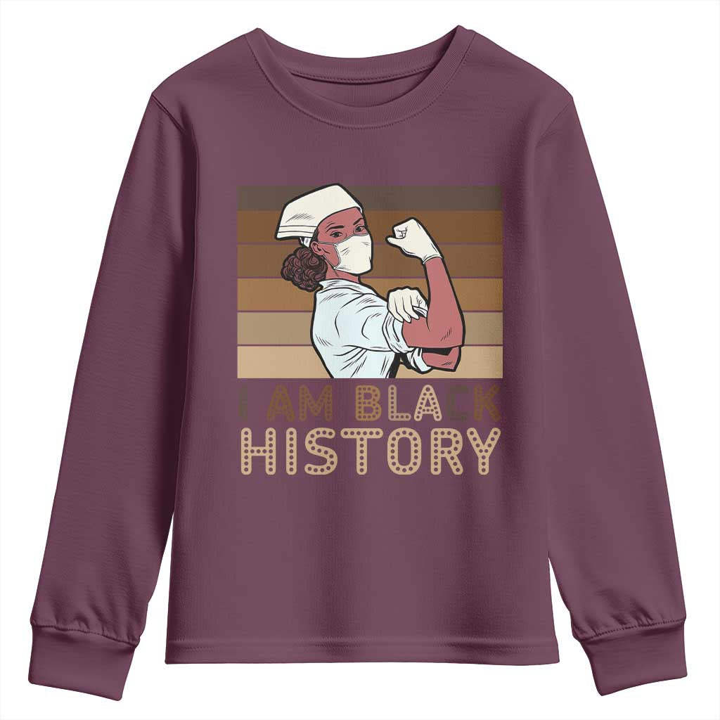 Proud Black Nurse Youth Sweatshirt I Am Black History TS12 Maroon Print Your Wear