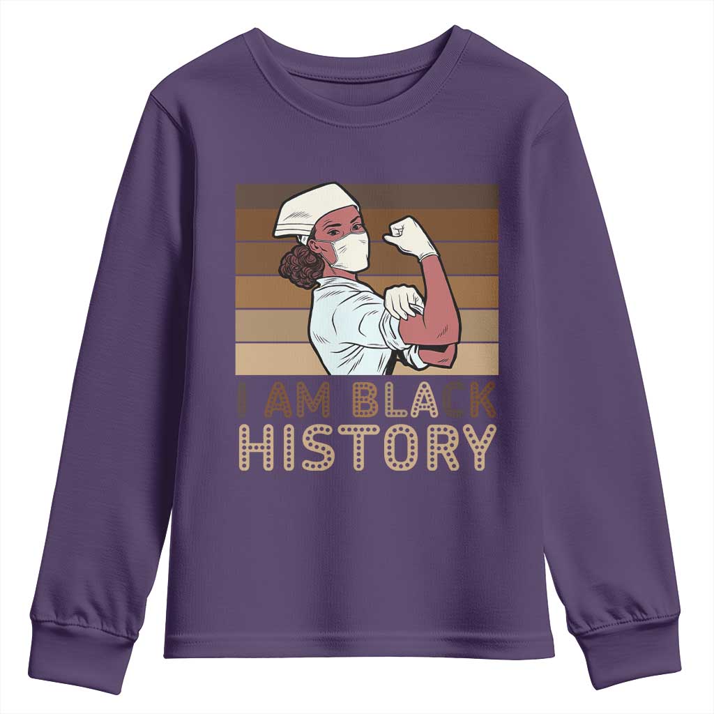 Proud Black Nurse Youth Sweatshirt I Am Black History TS12 Purple Print Your Wear