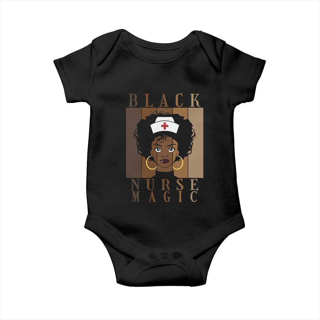 Black Nurse Magic Baby Onesie Black History Month Nurse Gift TS12 Black Print Your Wear