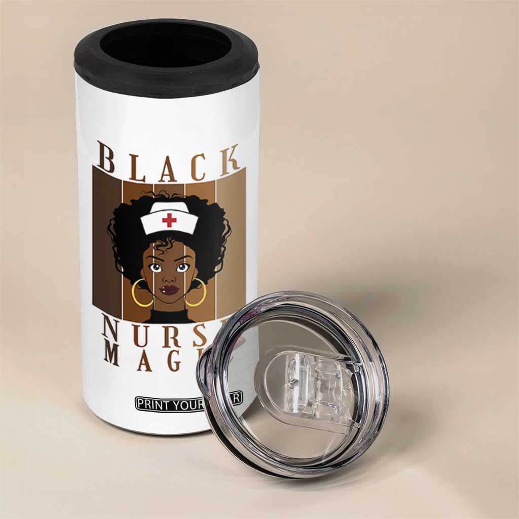Black Nurse Magic 4 in 1 Can Cooler Tumbler Black History Month Nurse Gift TS12 Print Your Wear