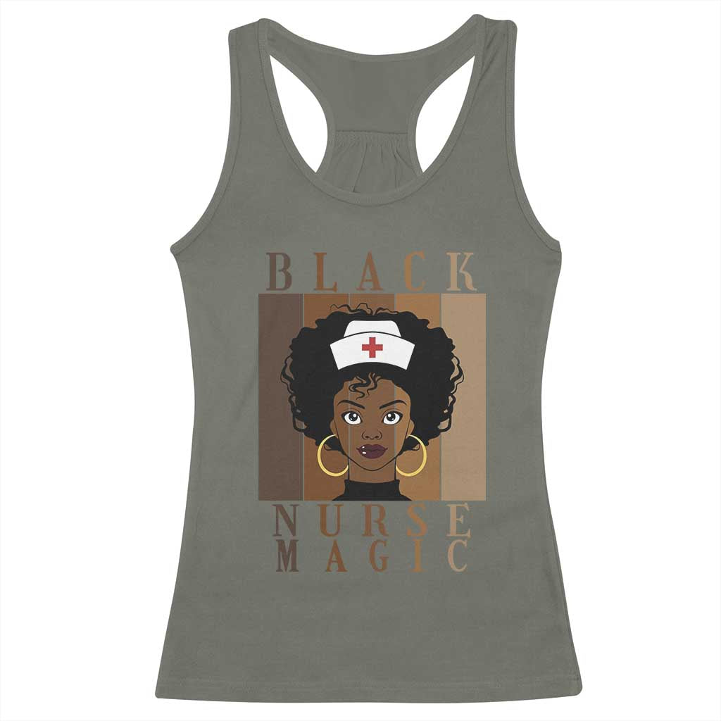 Black Nurse Magic Racerback Tank Top Black History Month Nurse Gift TS12 Military Green Print Your Wear