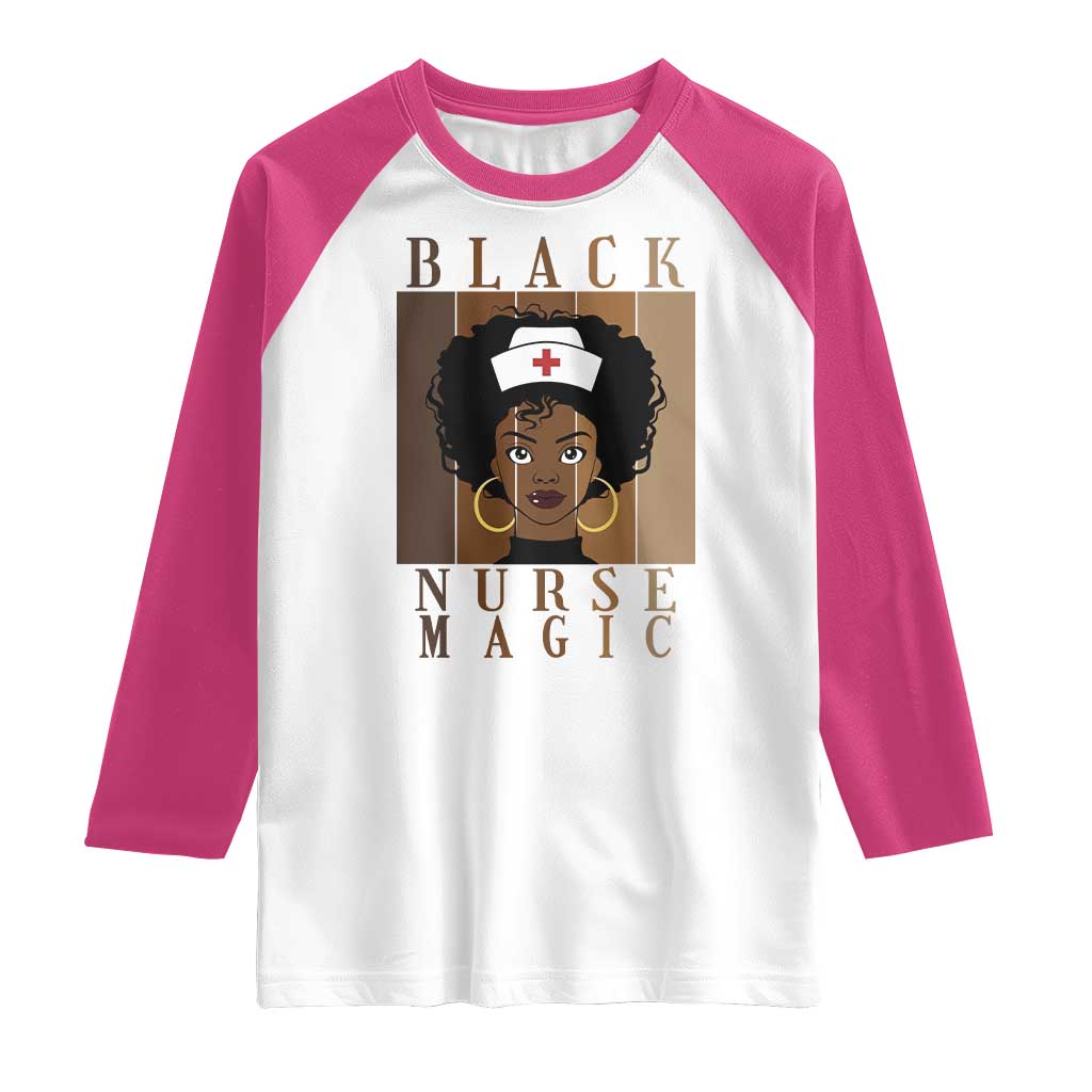Black Nurse Magic Raglan Shirt Black History Month Nurse Gift TS12 White Heliconia Print Your Wear