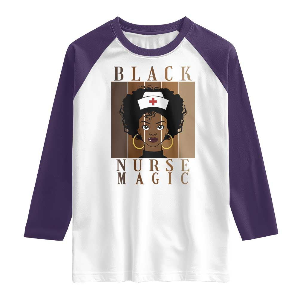 Black Nurse Magic Raglan Shirt Black History Month Nurse Gift TS12 White Purple Print Your Wear