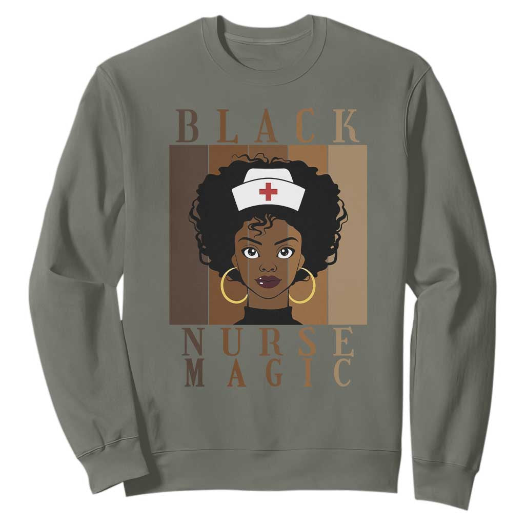 Black Nurse Magic Sweatshirt Black History Month Nurse Gift TS12 Military Green Print Your Wear