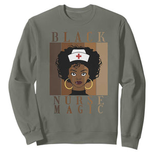 Black Nurse Magic Sweatshirt Black History Month Nurse Gift TS12 Military Green Print Your Wear