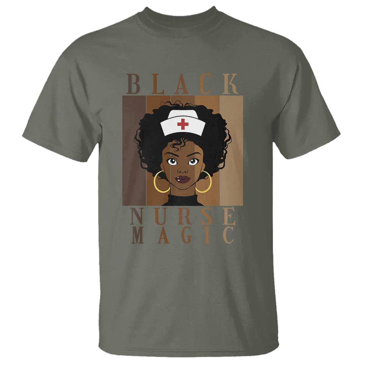 Black Nurse Magic T Shirt Black History Month Nurse Gift TS12 Military Green Print Your Wear