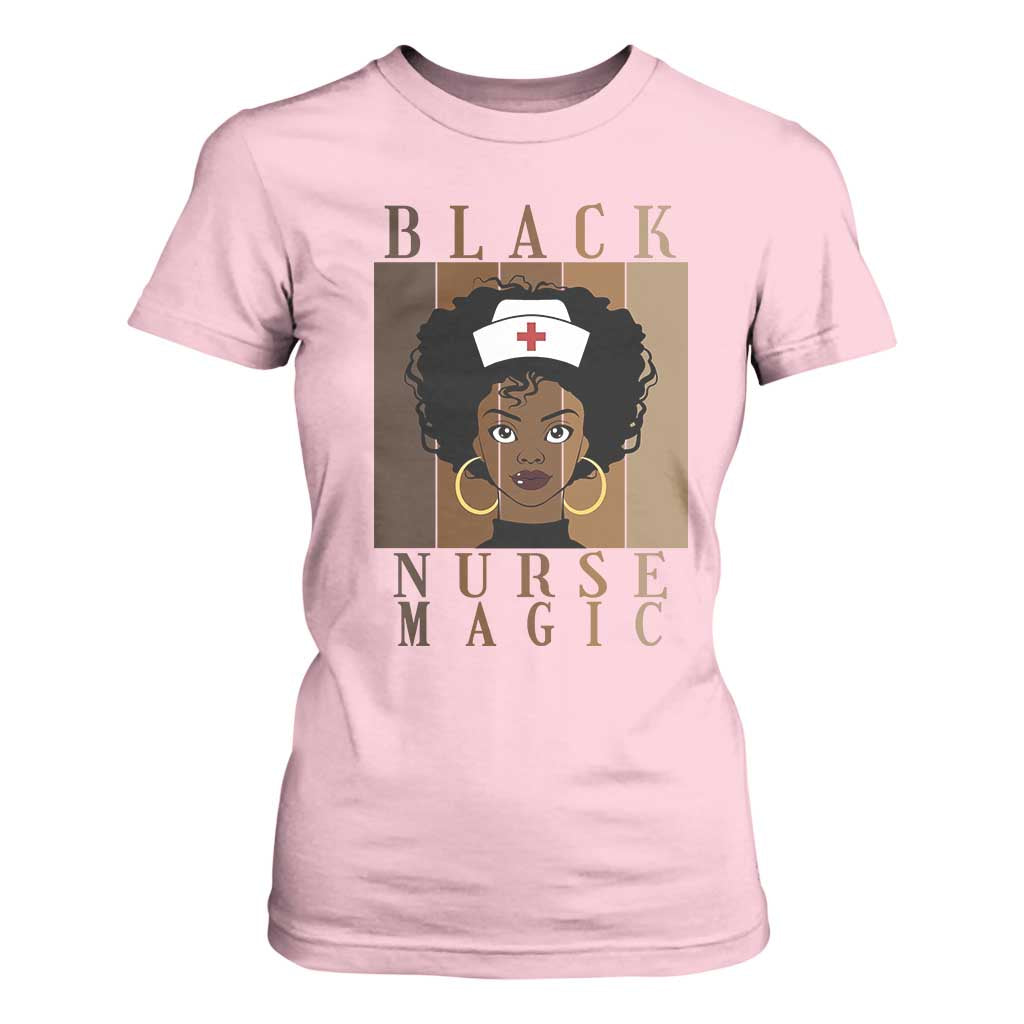 Black Nurse Magic T Shirt For Women Black History Month Nurse Gift TS12 Light Pink Print Your Wear