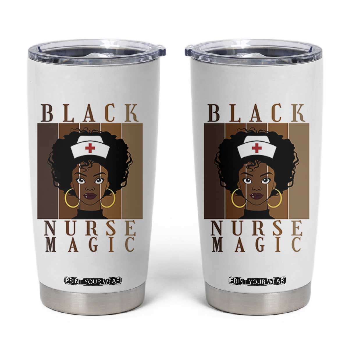Black Nurse Magic Tumbler Cup Black History Month Nurse Gift TS12 White Print Your Wear