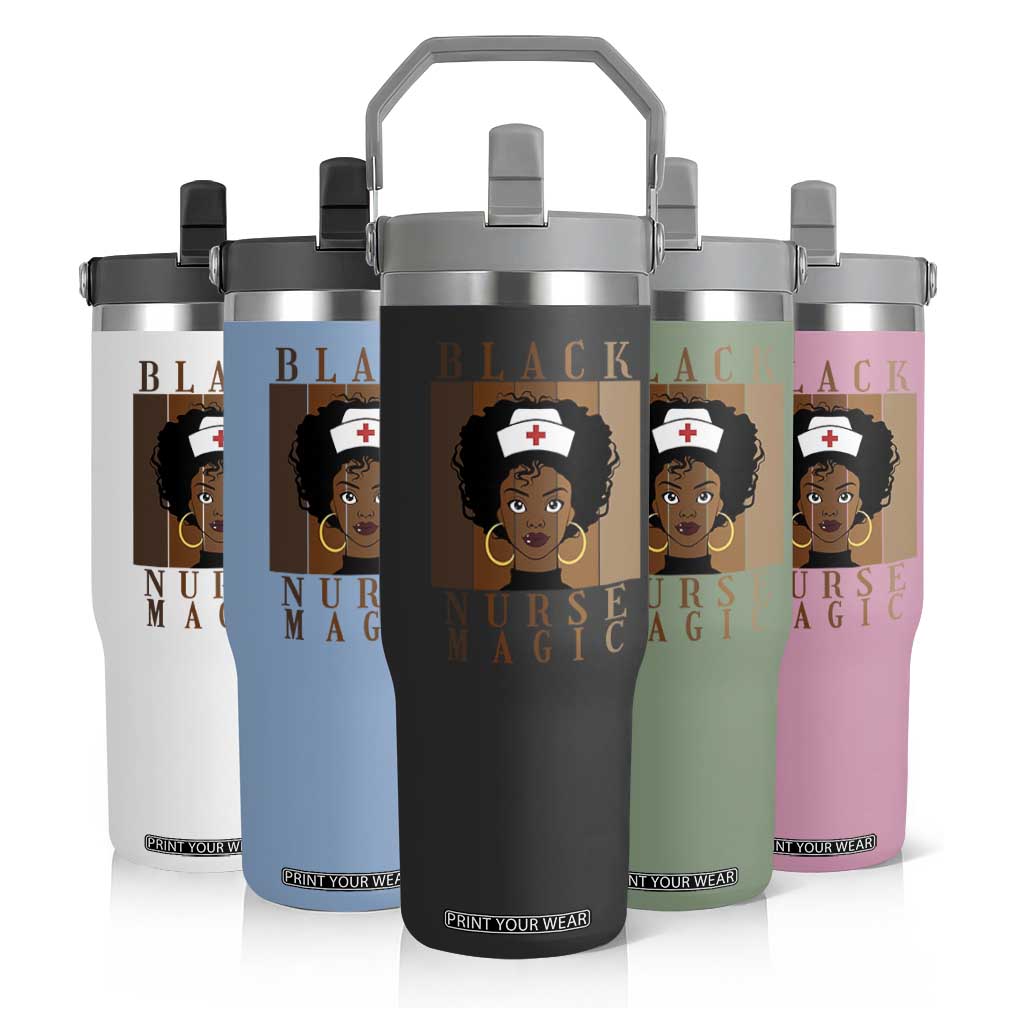 Black Nurse Magic Flip Straw Tumbler Black History Month Nurse Gift TS12 Print Your Wear