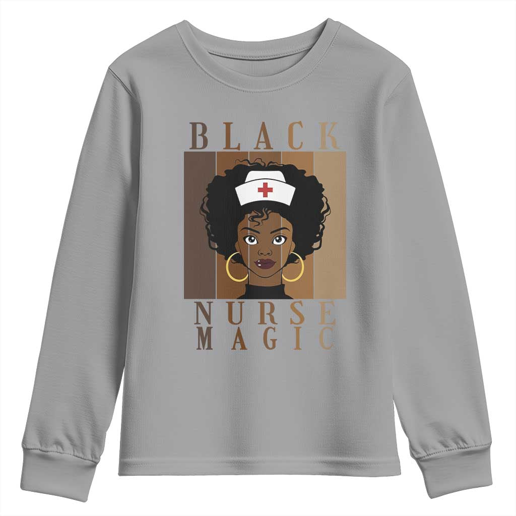 Black Nurse Magic Youth Sweatshirt Black History Month Nurse Gift TS12 Sport Gray Print Your Wear