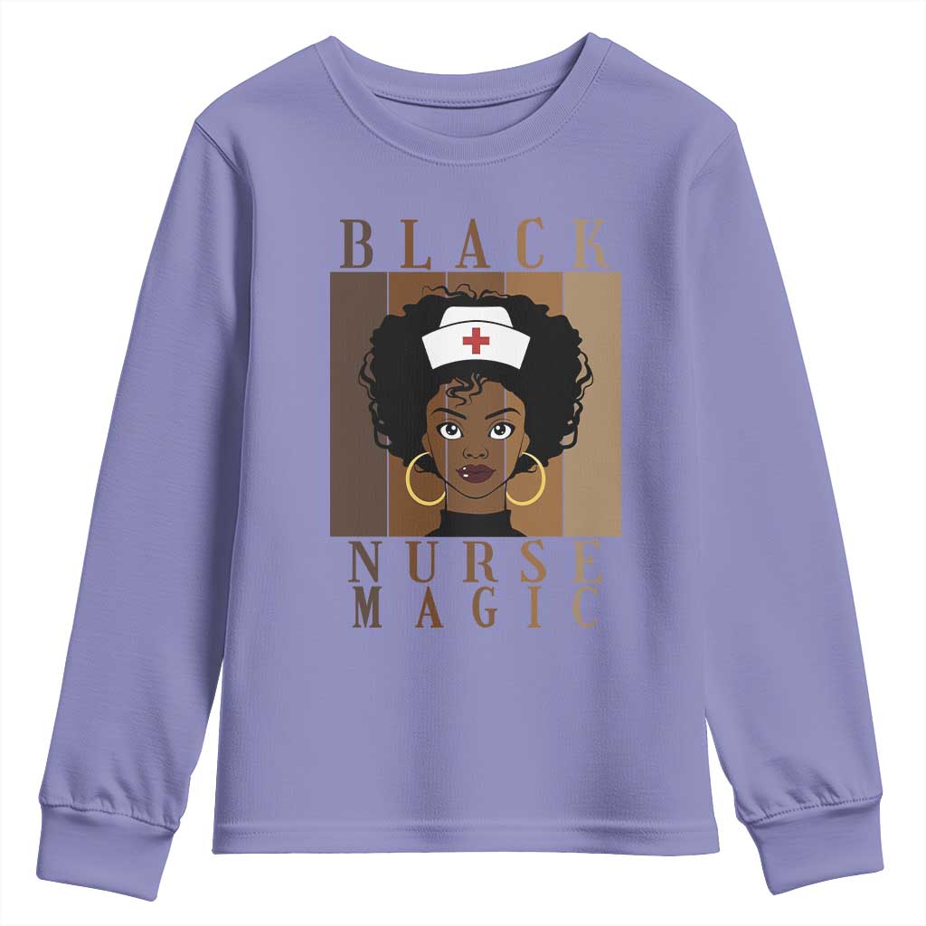 Black Nurse Magic Youth Sweatshirt Black History Month Nurse Gift TS12 Violet Print Your Wear