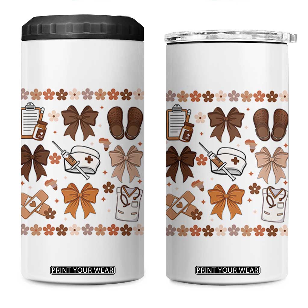 Proud Black Nurse 4 in 1 Can Cooler Tumbler Gift For African Nurse Black History TS12 One Size: 16 oz White Print Your Wear