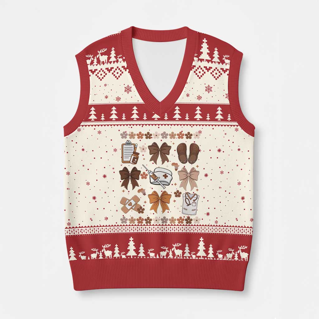 Proud Black Nurse V-Neck Knit Sweater Vest Gift For African Nurse Black History TS12 Beige Red Print Your Wear