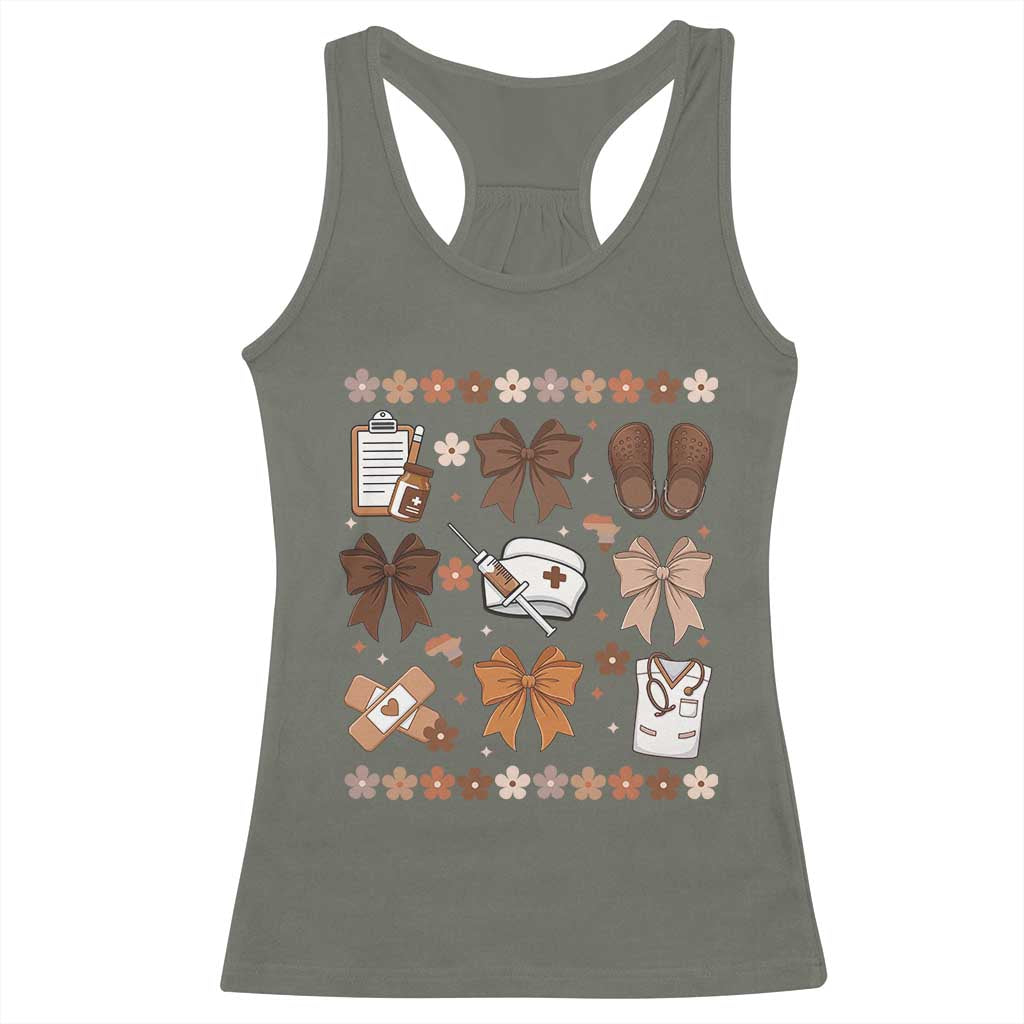 Proud Black Nurse Racerback Tank Top Gift For African Nurse Black History TS12 Military Green Print Your Wear