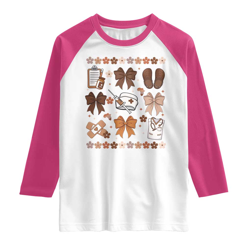 Proud Black Nurse Raglan Shirt Gift For African Nurse Black History TS12 White Heliconia Print Your Wear