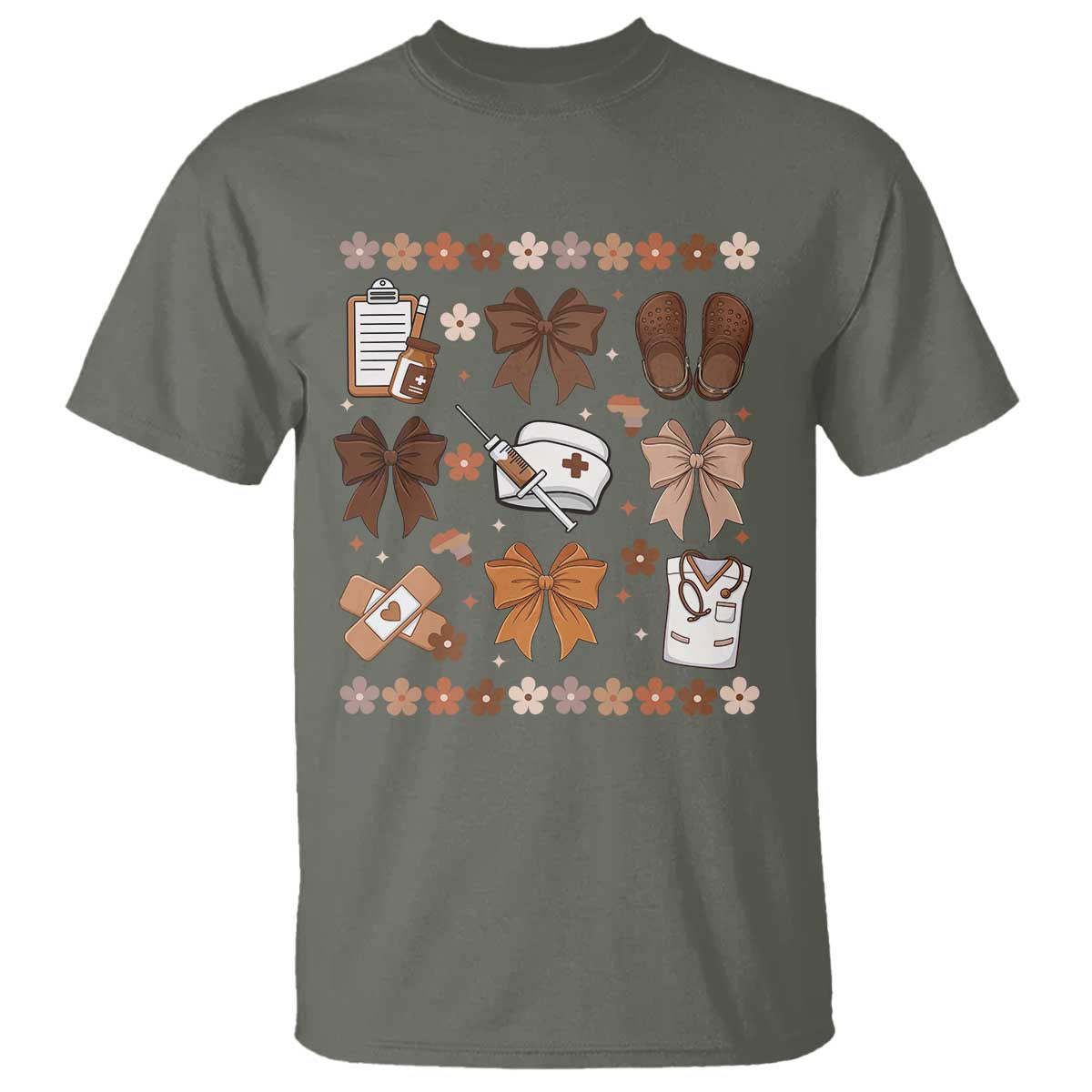 Proud Black Nurse T Shirt Gift For African Nurse Black History TS12 Military Green Print Your Wear