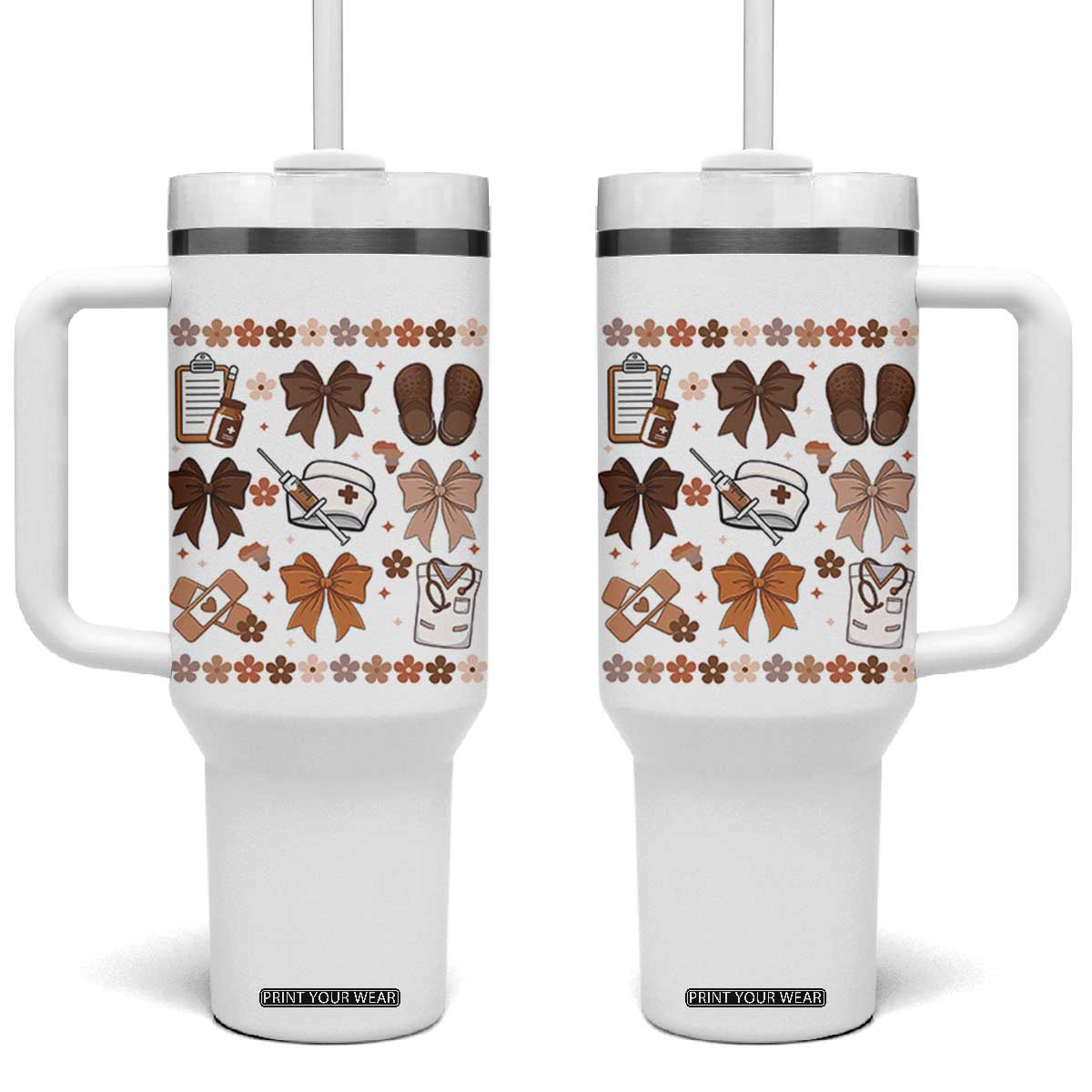 Proud Black Nurse Tumbler With Handle Gift For African Nurse Black History TS12 One Size: 40 oz White Print Your Wear
