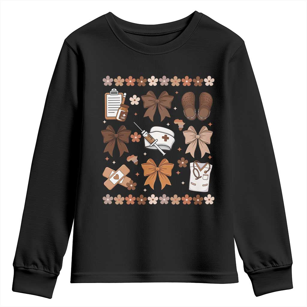 Proud Black Nurse Youth Sweatshirt Gift For African Nurse Black History TS12 Black Print Your Wear