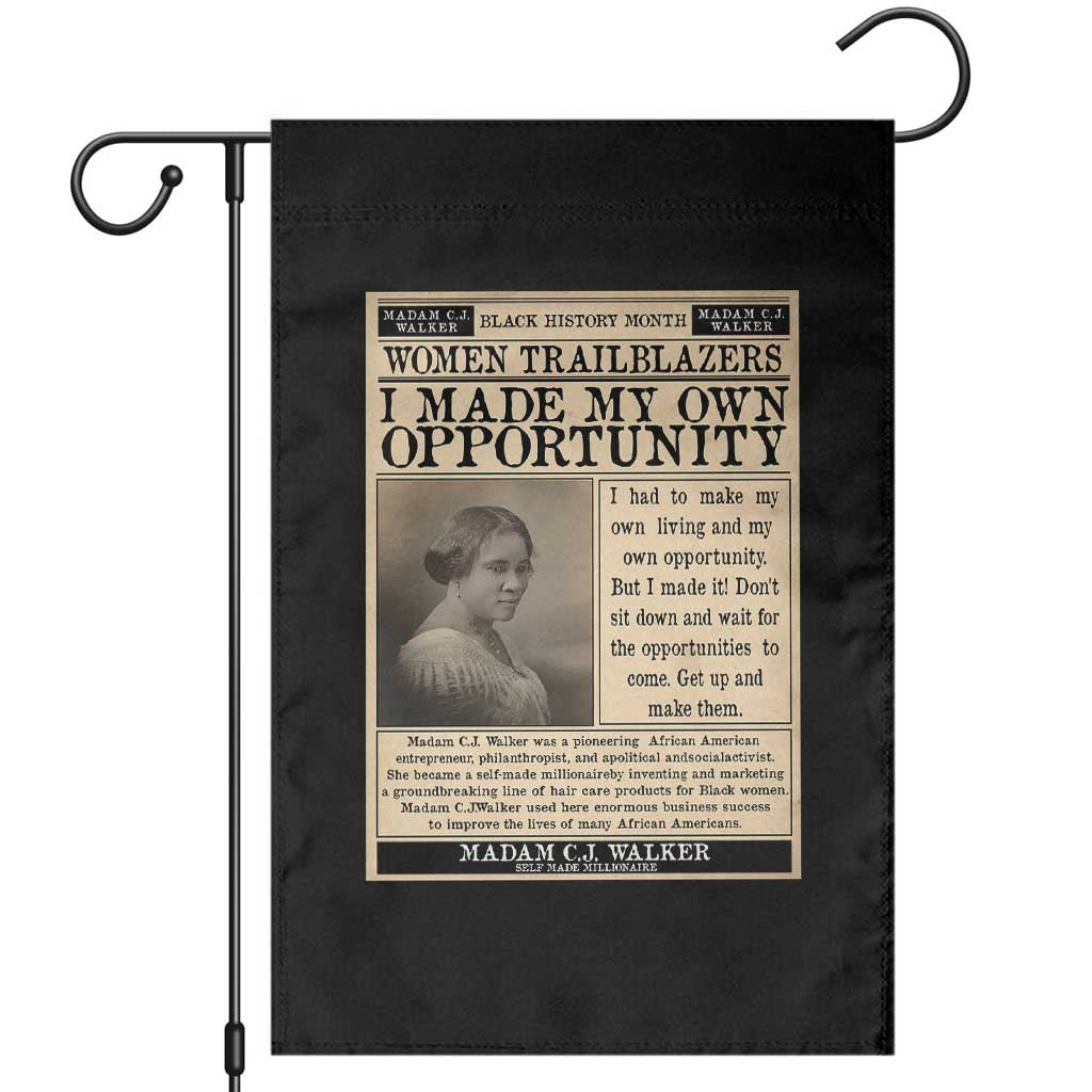 Madam C.J. Walker Garden Flag I Made My Own Opportunity TS12 Black Print Your Wear