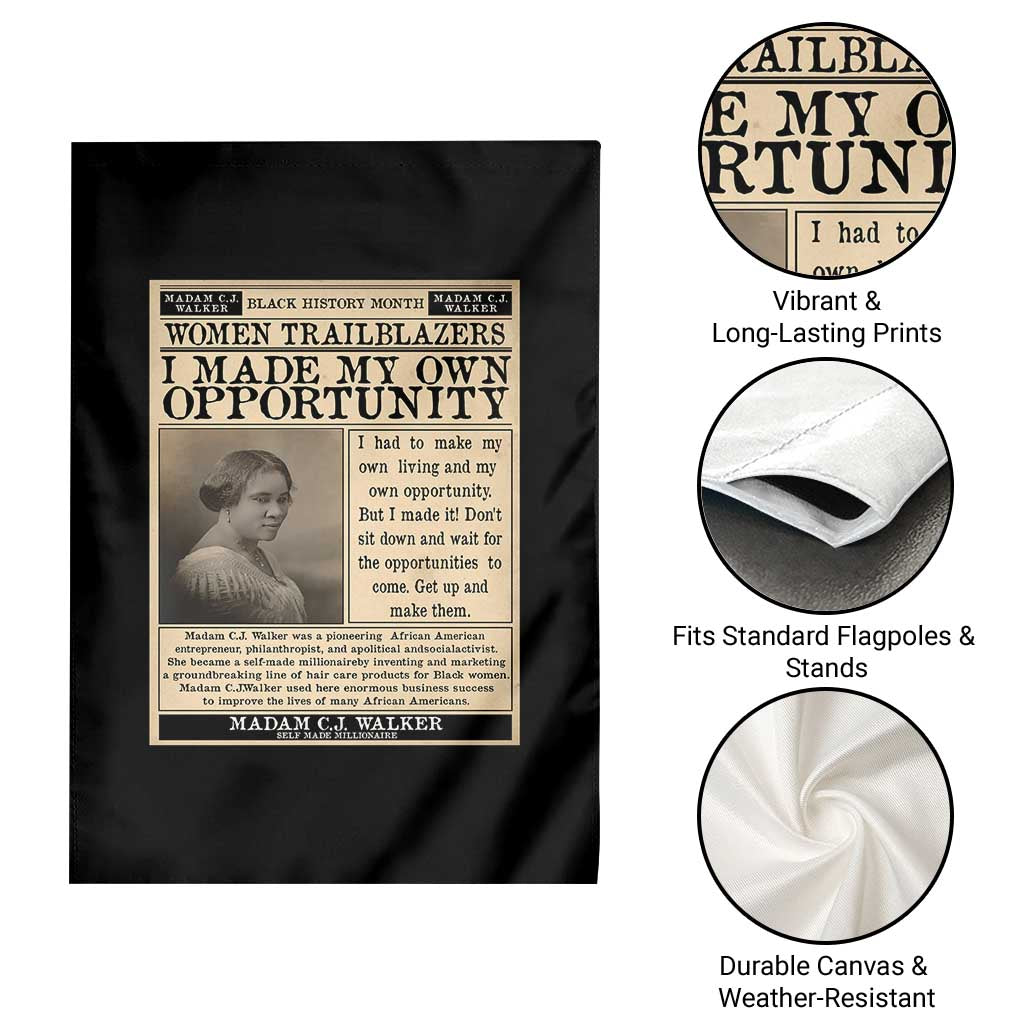 Madam C.J. Walker Garden Flag I Made My Own Opportunity TS12 Print Your Wear