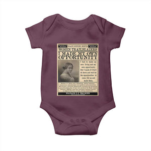 Madam C.J. Walker Baby Onesie I Made My Own Opportunity TS12 Maroon Print Your Wear