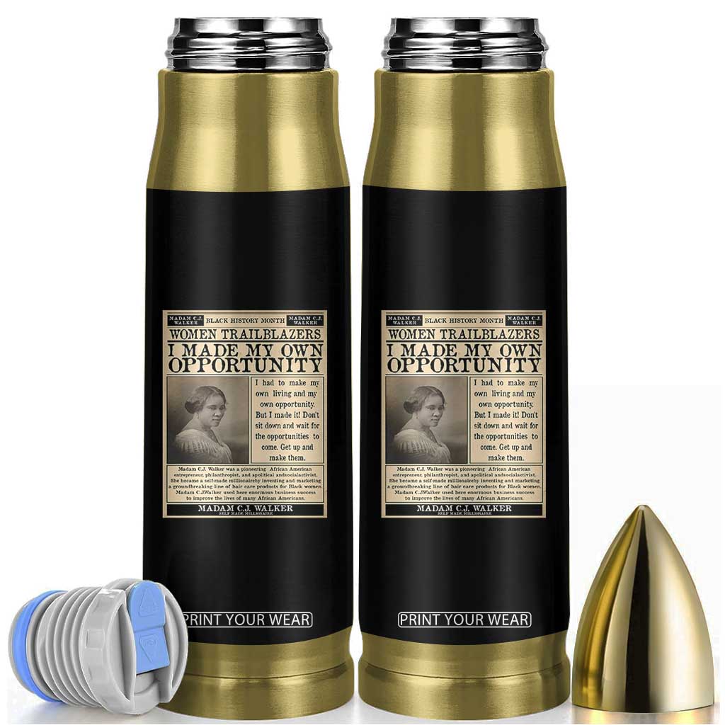 Madam C.J. Walker Bullet Tumbler I Made My Own Opportunity TS12 Black Print Your Wear