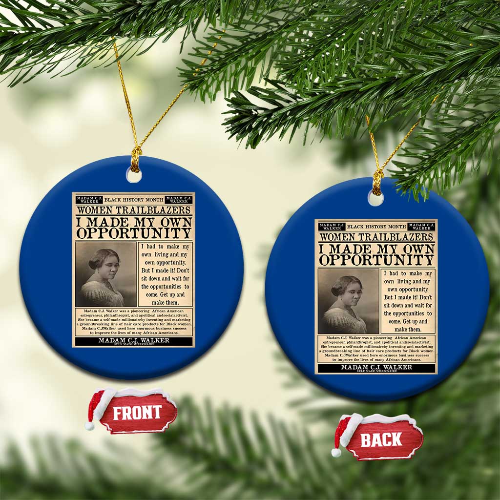 Madam C.J. Walker Ceramic Ornament I Made My Own Opportunity TS12 1pc Blue Print Your Wear