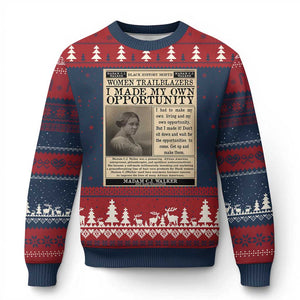 Madam C.J. Walker Ugly Christmas Sweater I Made My Own Opportunity TS12 Navy Red Print Your Wear