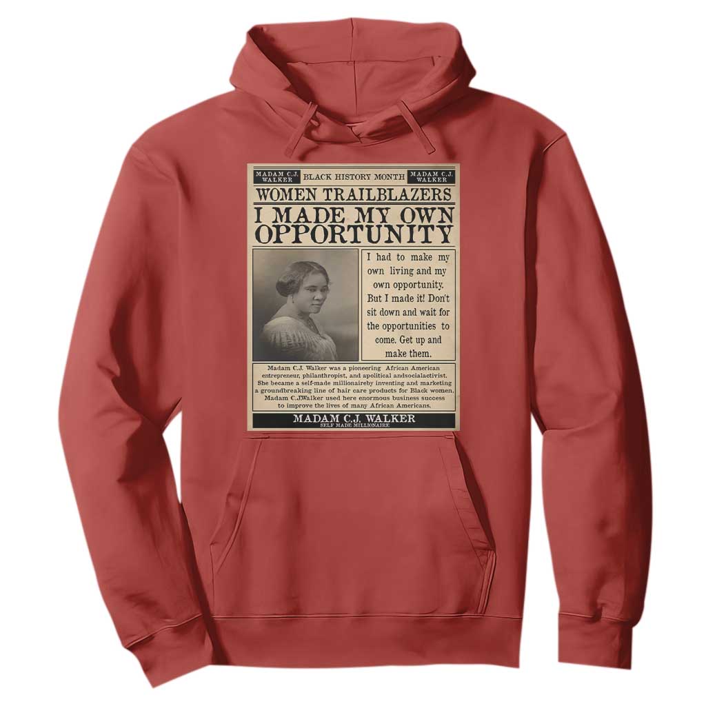 Madam C.J. Walker Hoodie I Made My Own Opportunity TS12 Red Print Your Wear