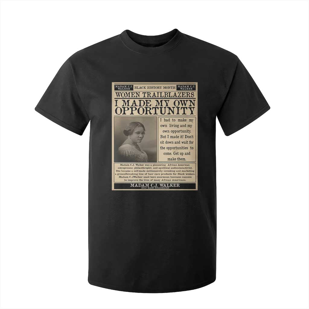 Madam C.J. Walker T Shirt For Kid I Made My Own Opportunity TS12 Black Print Your Wear
