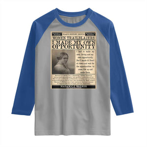 Madam C.J. Walker Raglan Shirt I Made My Own Opportunity TS12 Sport Gray Royal Print Your Wear