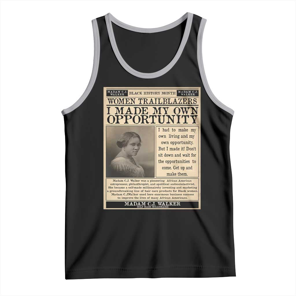 Madam C.J. Walker Tank Top I Made My Own Opportunity TS12 Black Athletic Heather Print Your Wear