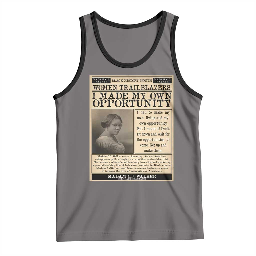 Madam C.J. Walker Tank Top I Made My Own Opportunity TS12 Deep Heather Black Print Your Wear