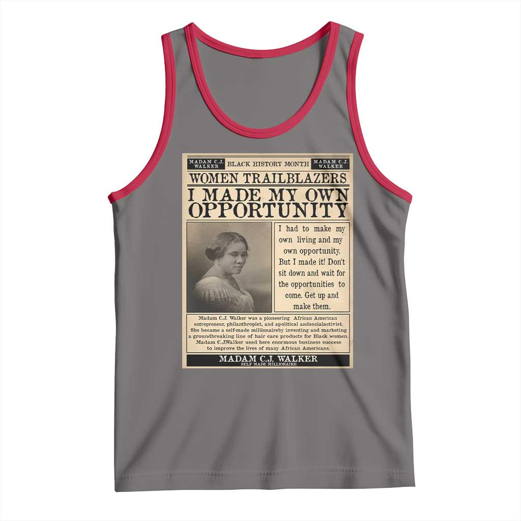 Madam C.J. Walker Tank Top I Made My Own Opportunity TS12 Deep Heather Red Print Your Wear