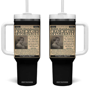 Madam C.J. Walker Tumbler With Handle I Made My Own Opportunity TS12 One Size: 40 oz Black Print Your Wear